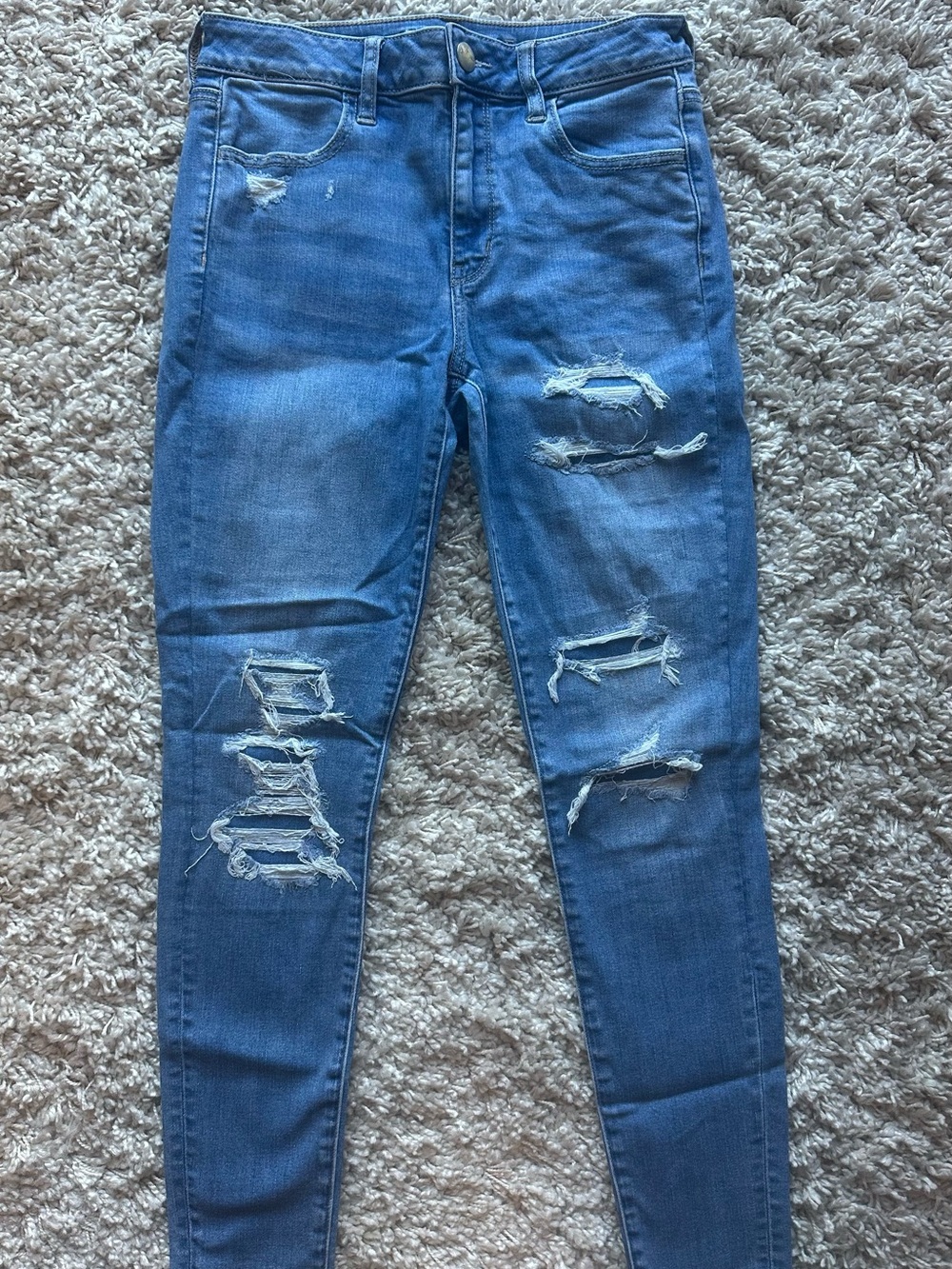 American Eagle Outfitters Distressed Blue Skinny Jeans